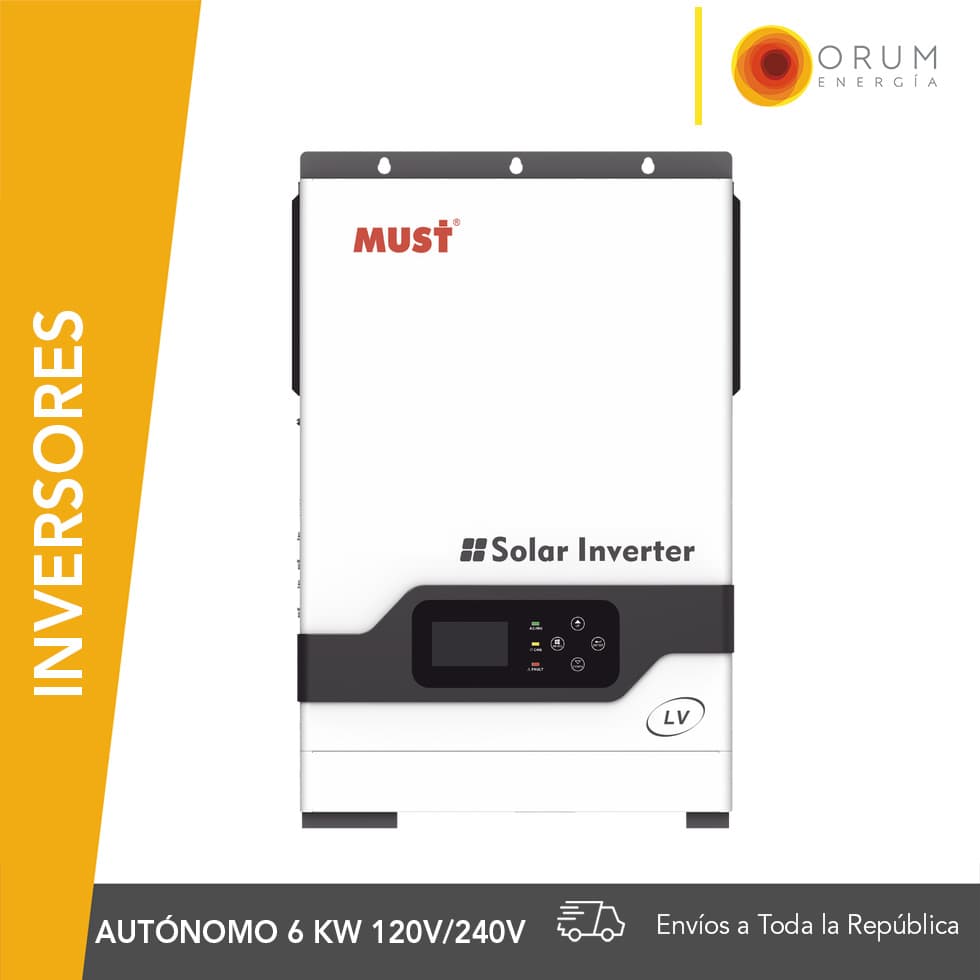 Inversor Cargador de 6 KW 48Vcd, 220Vca de Entrada, 220/120Vca