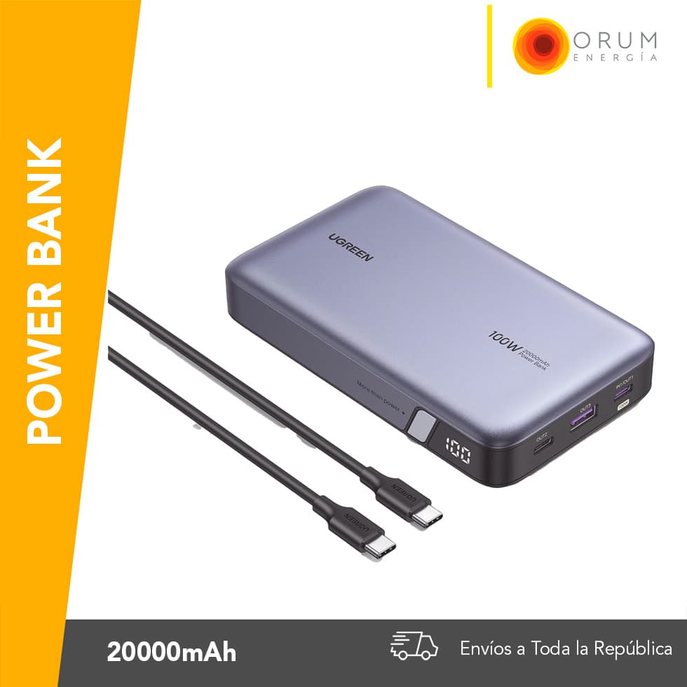 Power Bank de 20000mAh 3 salidas 100w Ugreen